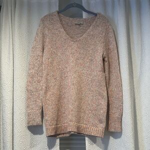 LOFT Pink Marled Knit V-Neck Sweater Valentine’s Day Medium